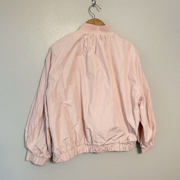 Maeve Light Pink Sheen‎ Bomber Jacket Women's Size Large front zip - Picture 9 of 11